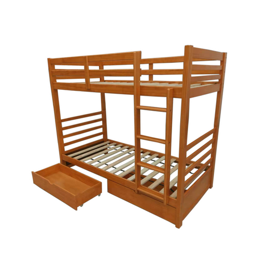 Bunk Bed Single in Honey color with 2 Drawers