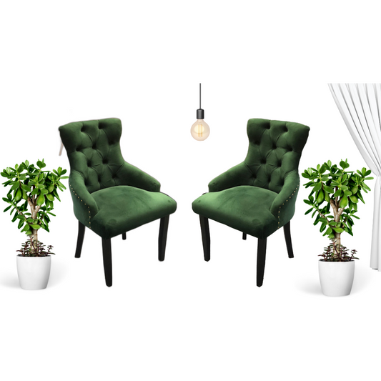 Victoria Dining Chairs in Green Velvet