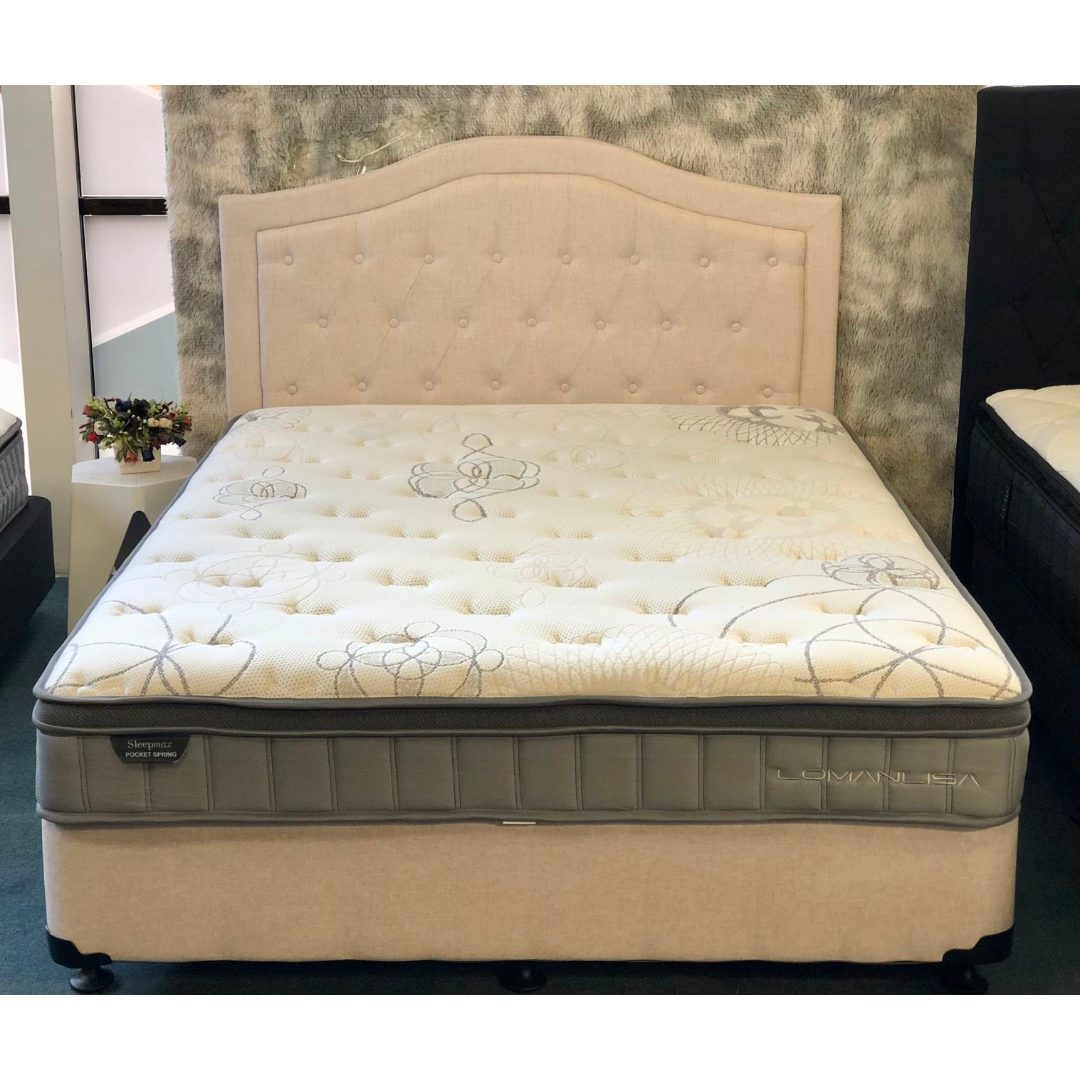 Monako Queen Bed in Beige Fabric