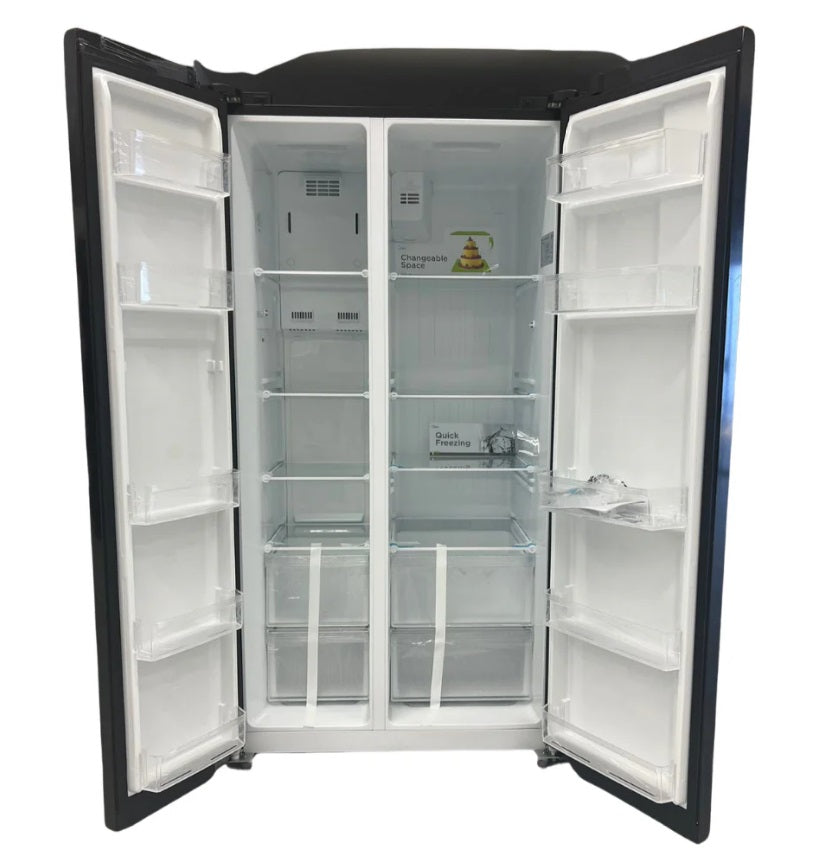 Midea 584L Side By Side Fridge Freezer Black Glass