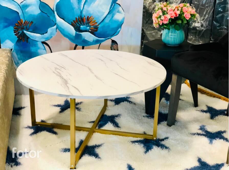 Coffee Table With Marble Pattern Look